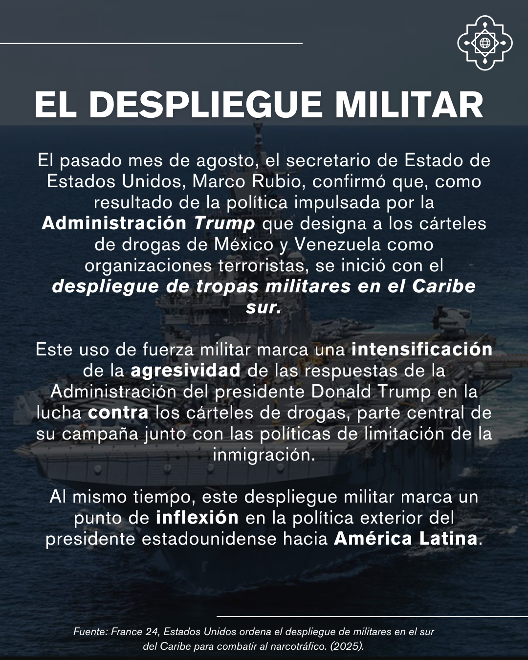 El despliegue militar de la Administración Trump en el Caribe sur.