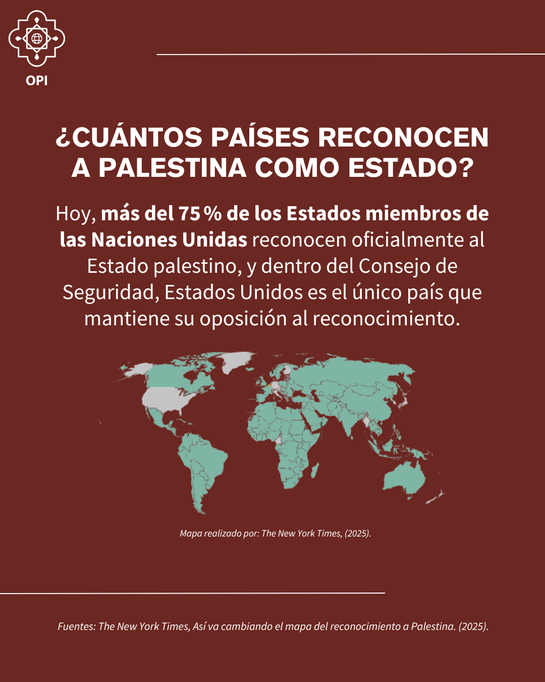 Países que reconocen al Estado palestino.