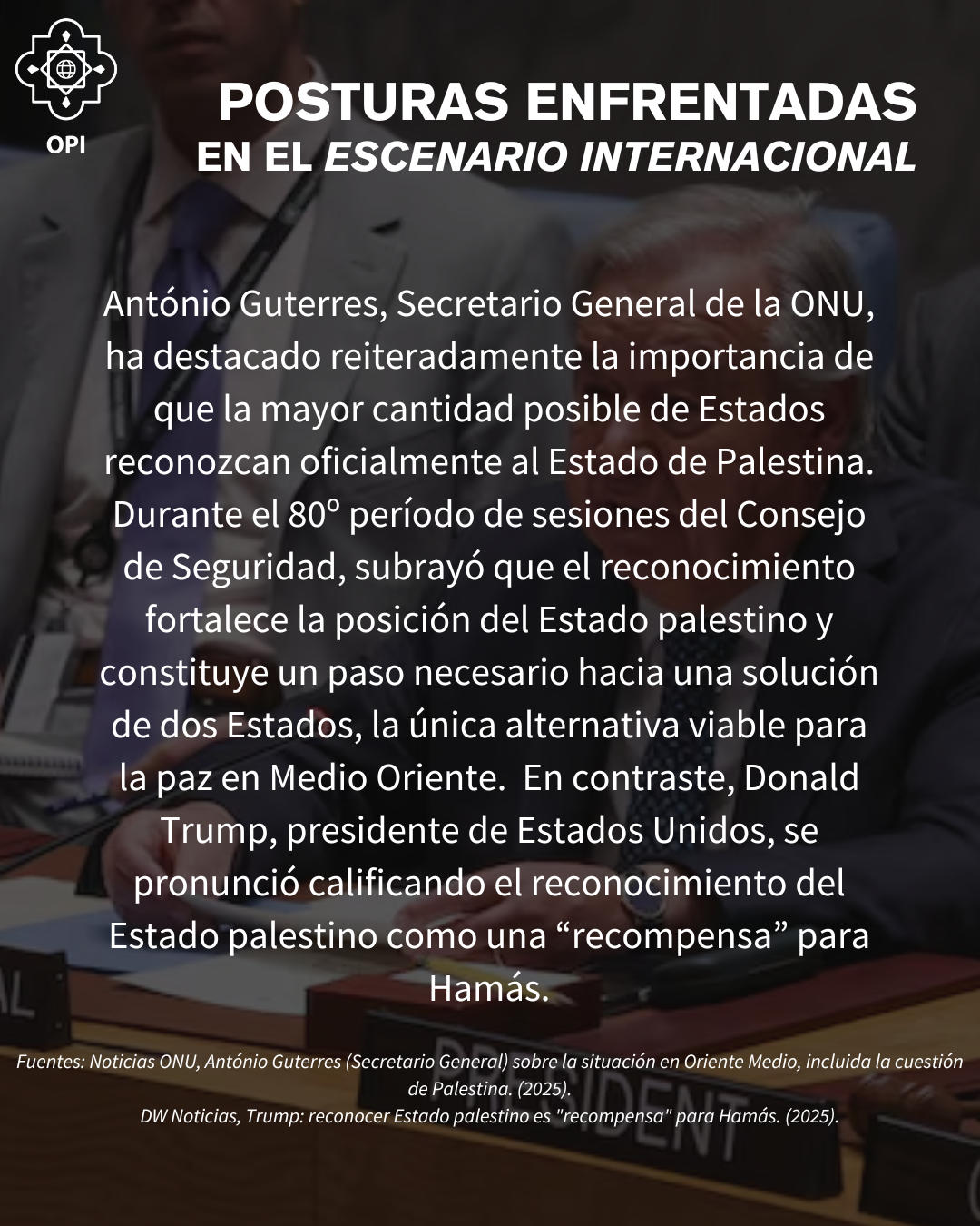 Posturas contrastantes respecto al reconocimiento del Estado palestino.