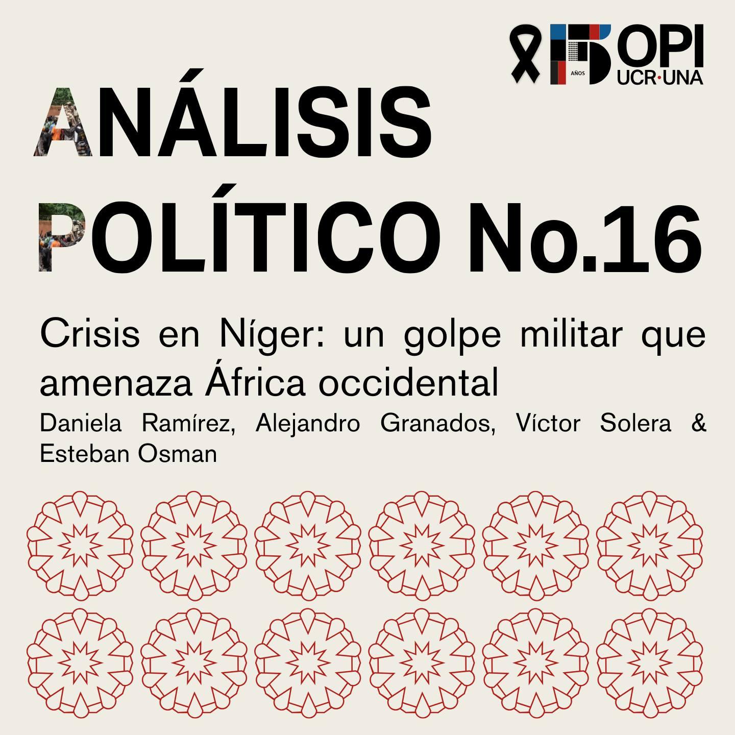 Portada del Análisis Político N°16 con datos de autoría.