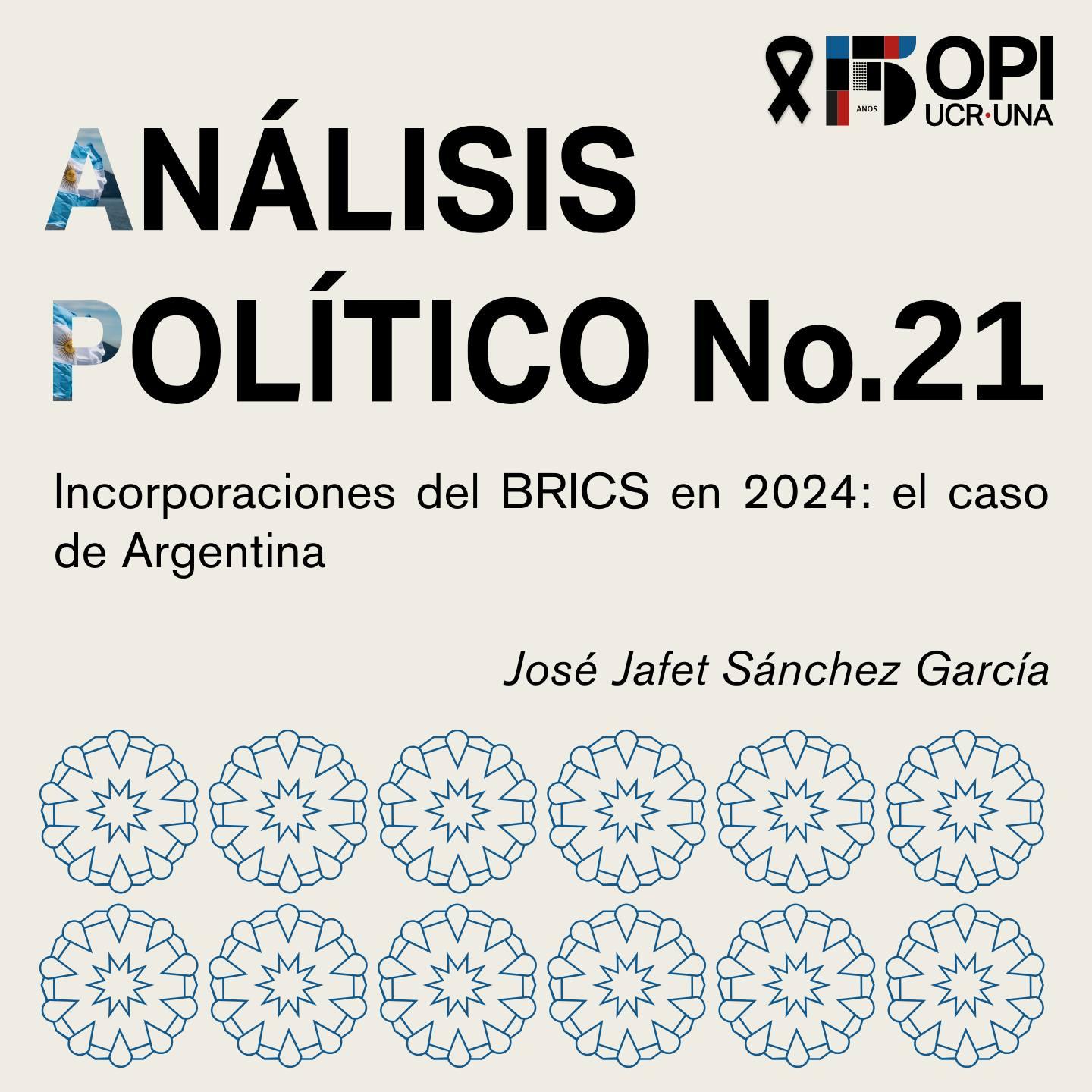 Portada del Análisis Político N°21 con datos de autoría.
