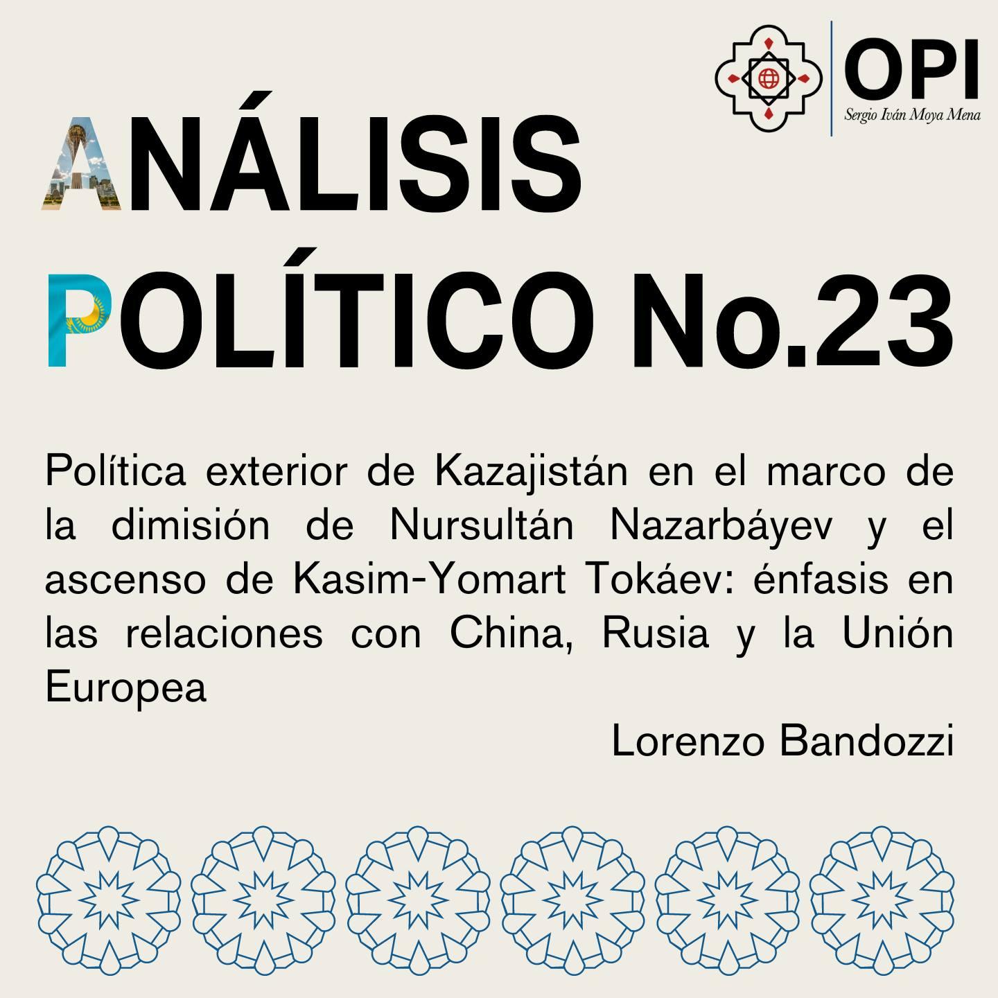 Portada del Análisis Político N°23 con datos de autoría. 