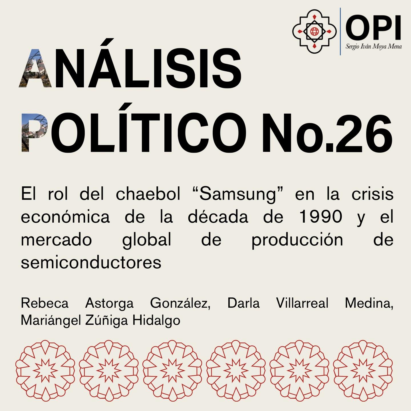 Portada del Análisis Político N°26 con datos de autoría.