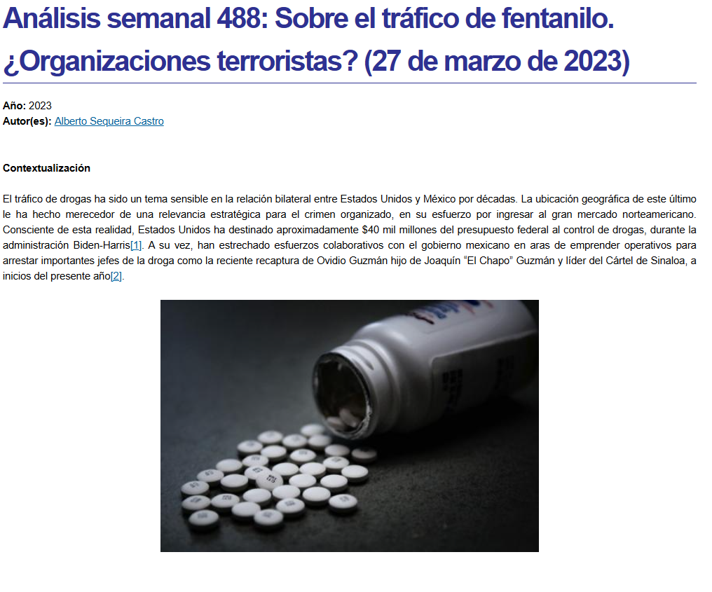 Portada del Análisis Semanal 488 con datos de autoría.