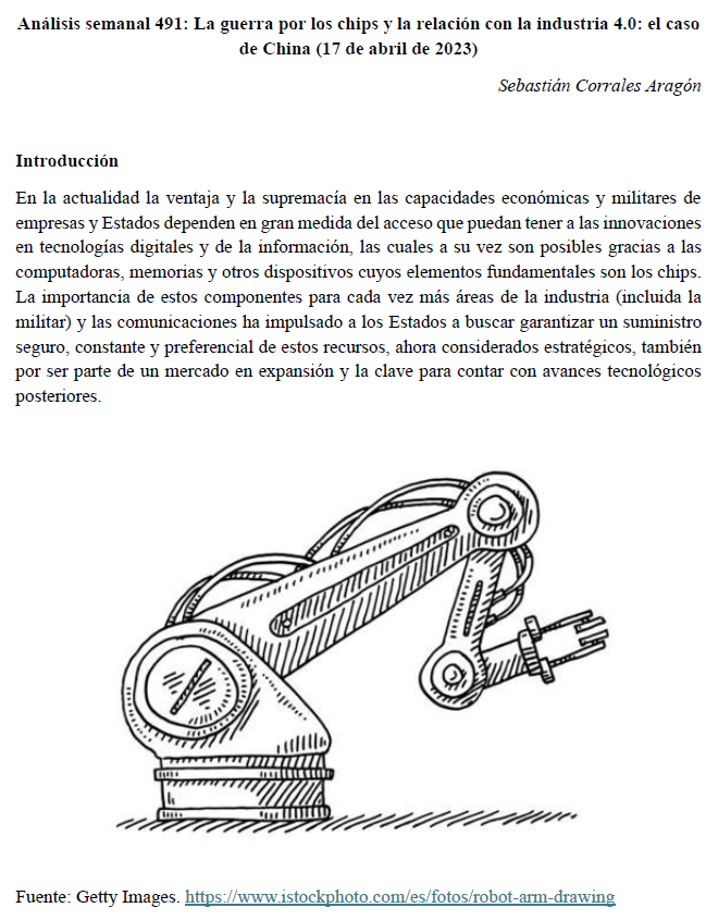 Portada del Análisis Semanal 491 con datos de autoría. 
