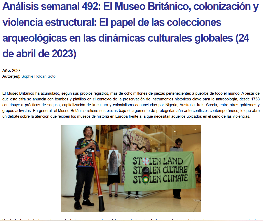 Portada del Análisis Semanal 492 con datos de autoría. 