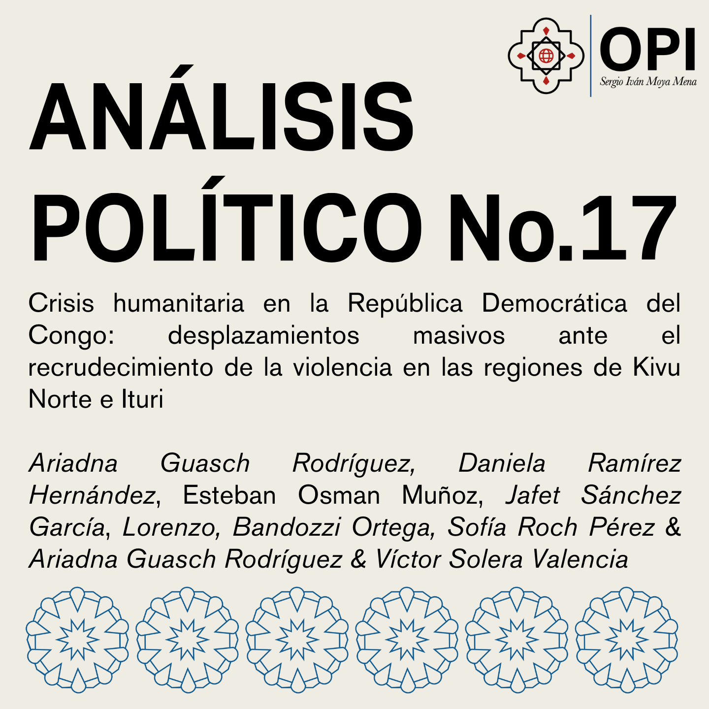 Portada del Análisis Político N°17 con datos de autoría. 