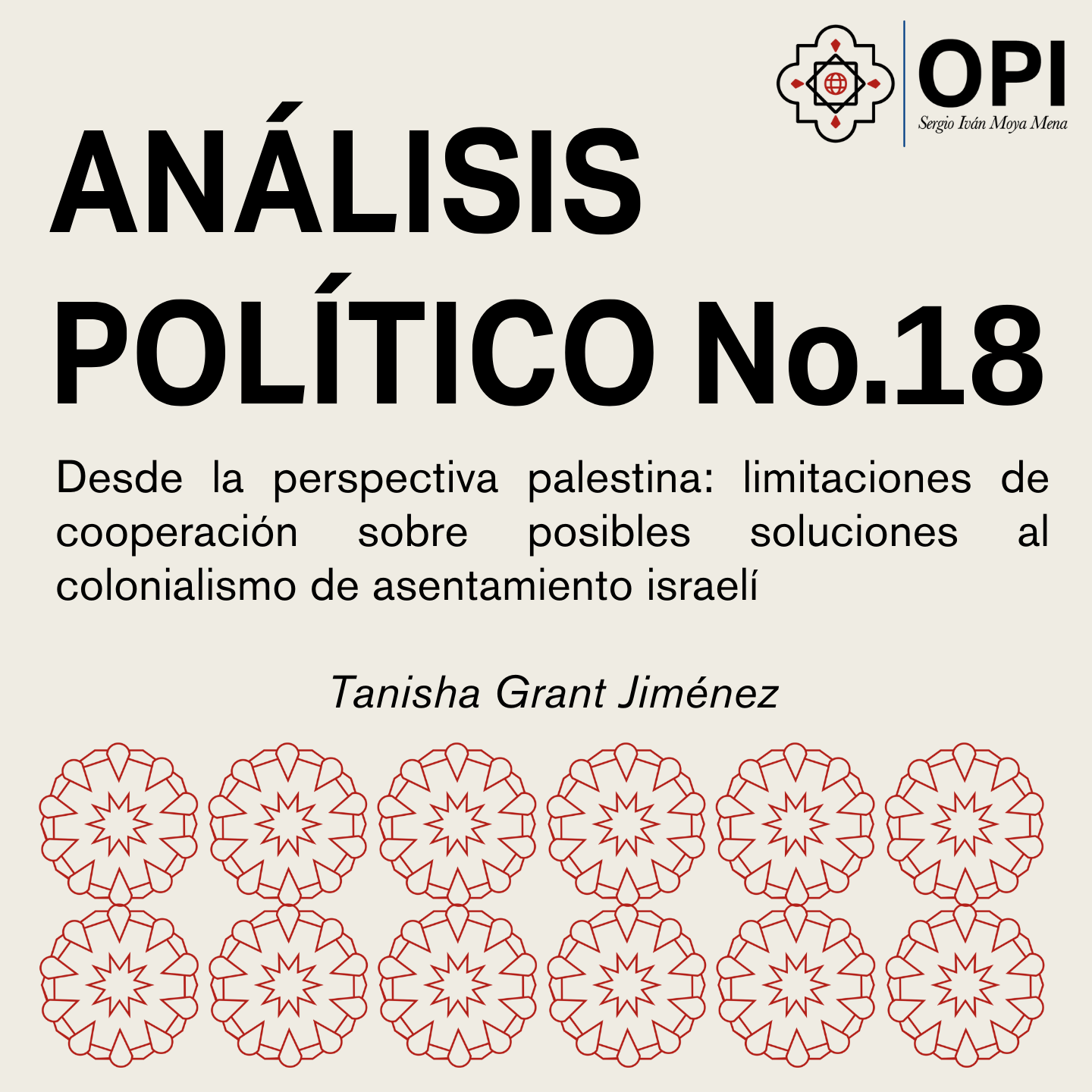 Portada del Análisis Político N°18 con datos de autoría.