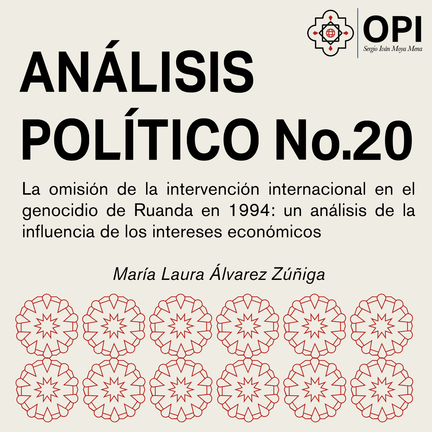 Portada del Análisis Político N°20 con datos de autoría.