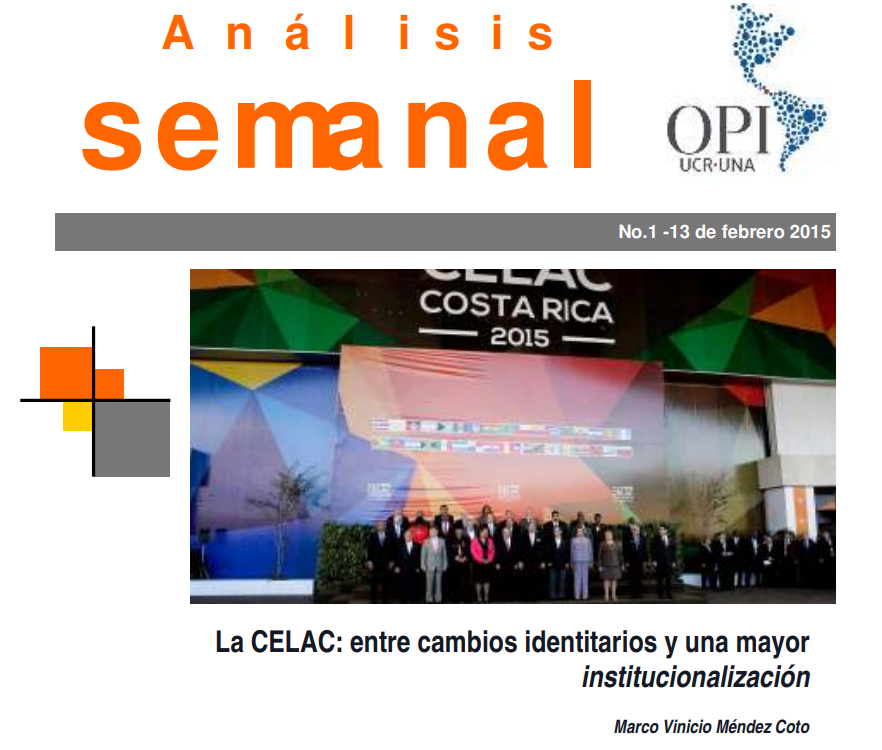 Portada primer análisis semanal OPI sobre CELAC
